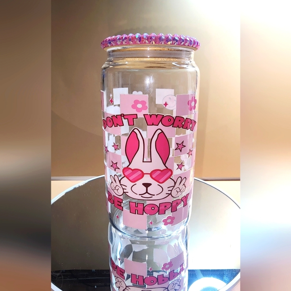 Glass 16oz Tumbler "Don't Worry Be Hoppy"